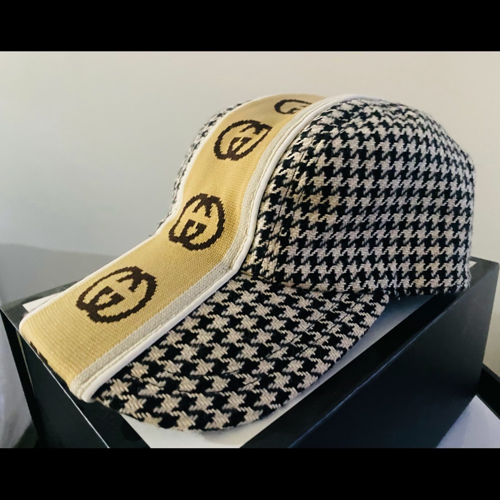 Gucci Interlocking GG Houndstooth Cap Hat Unisex